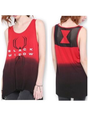 Marvel Small Oversized Black Widow Her Universe Dip-Dye Mesh Back Tank Top